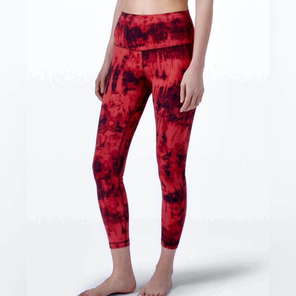 Lululemon Align Pant II, 25”, *Game Day, Red/Black Tie Dye, Women’s size 4